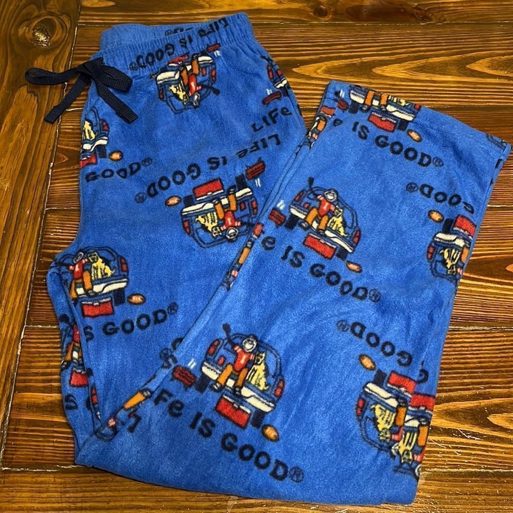 NWOT Life is Good Royal Blue Fleece Mens Pajama Pants Size M